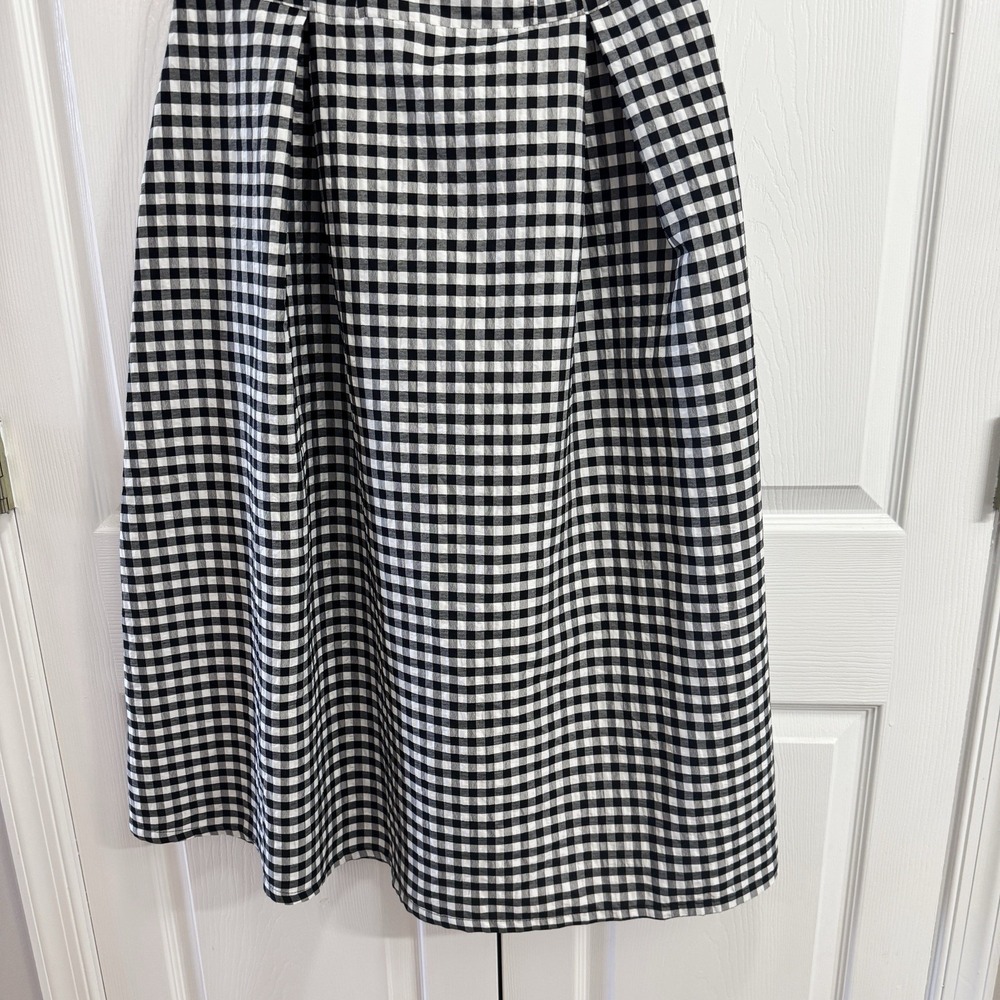 By Anthropologie One Shoulder Gingham Midi Dress Classic Black White Medium NWT - Picture 3 of 7